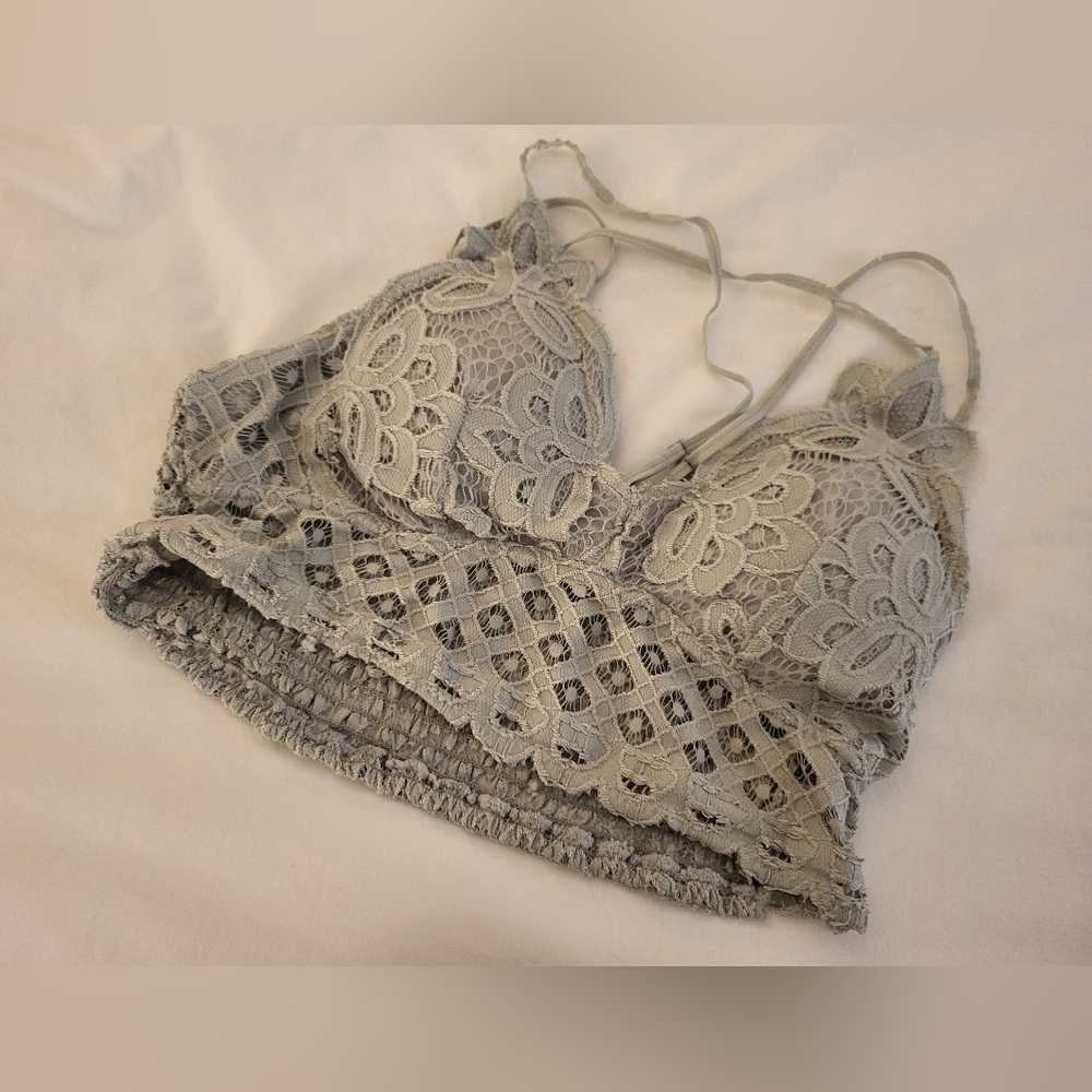 Grey Lace Boho Bralette XXL